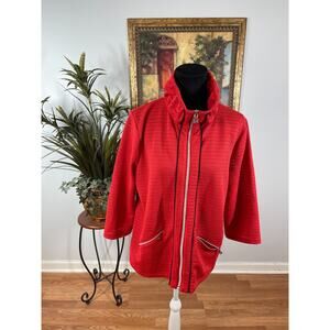 Onque Jacket Women's Large Red Mock Neck Full Zip Urban Active Nautical Gorpcore